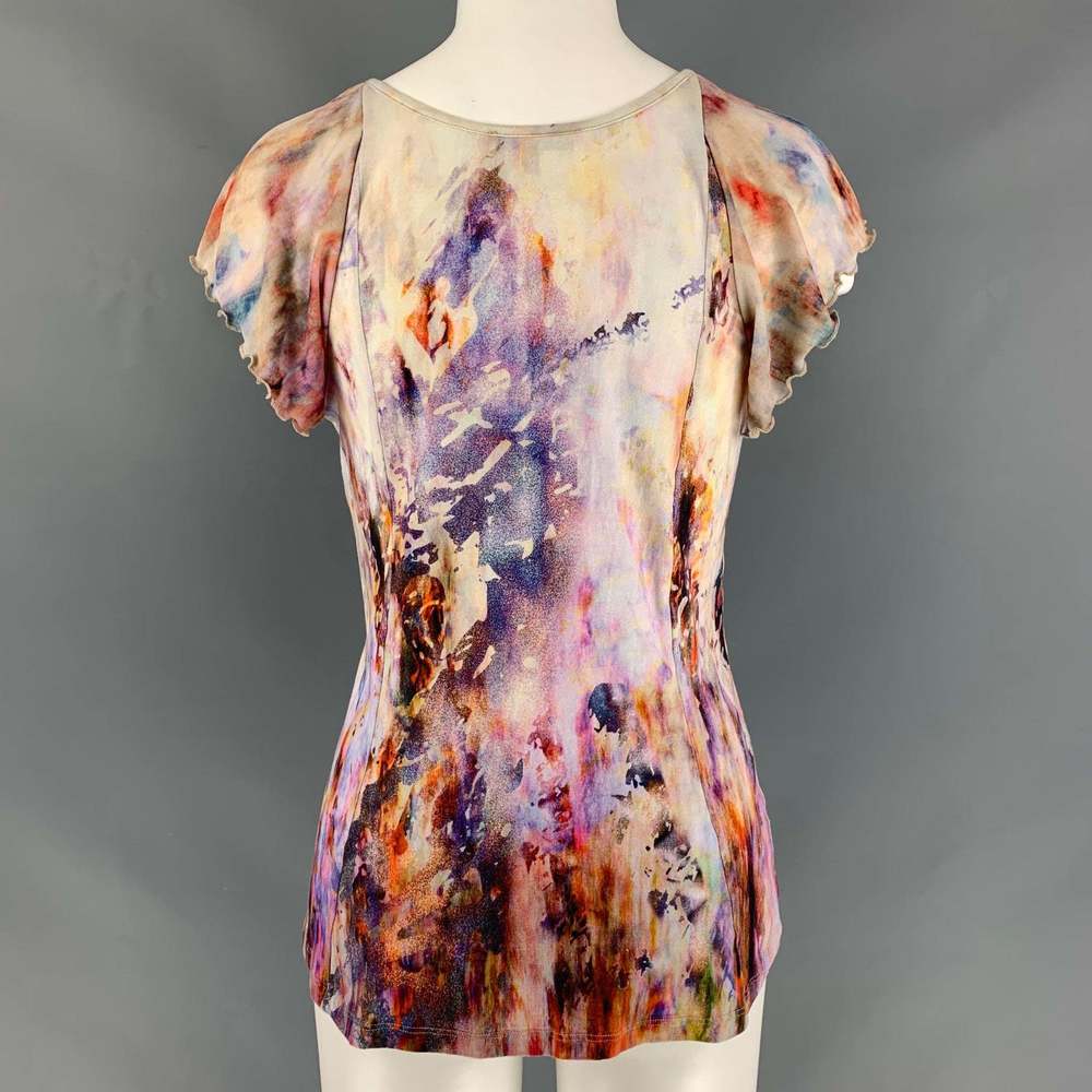 NINA RICCI Pink Multicolour Cotton &  Elastane Tie Dye Blouse - Picture 3 of 6